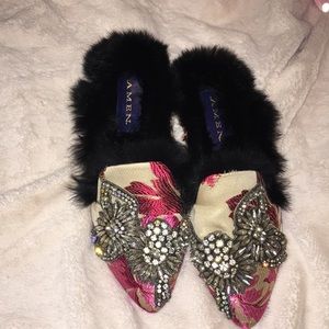 AMEN Jacquard Slippers with Crystals